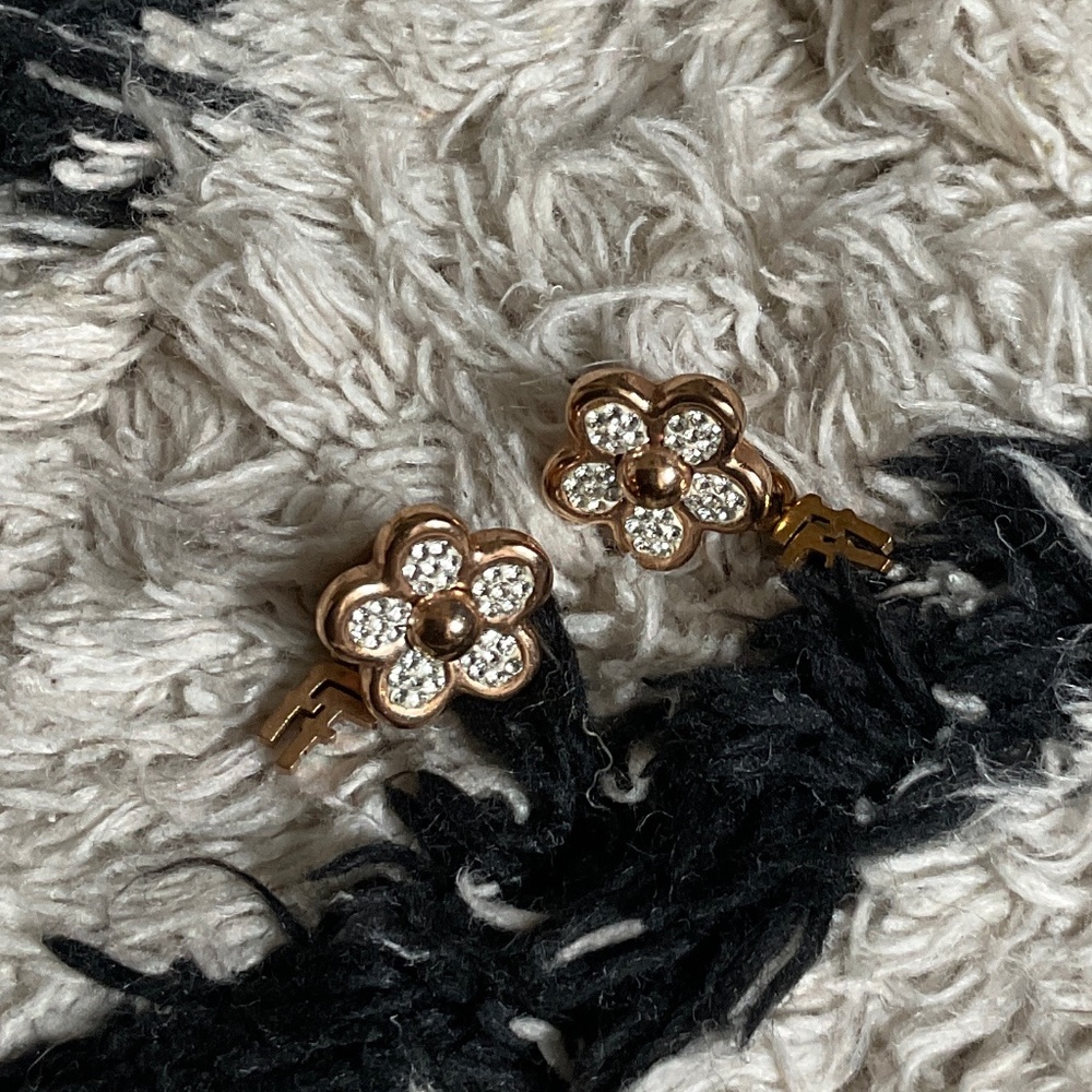 FOLLI FOLLIE Rose Gold Plated Flower Earrings